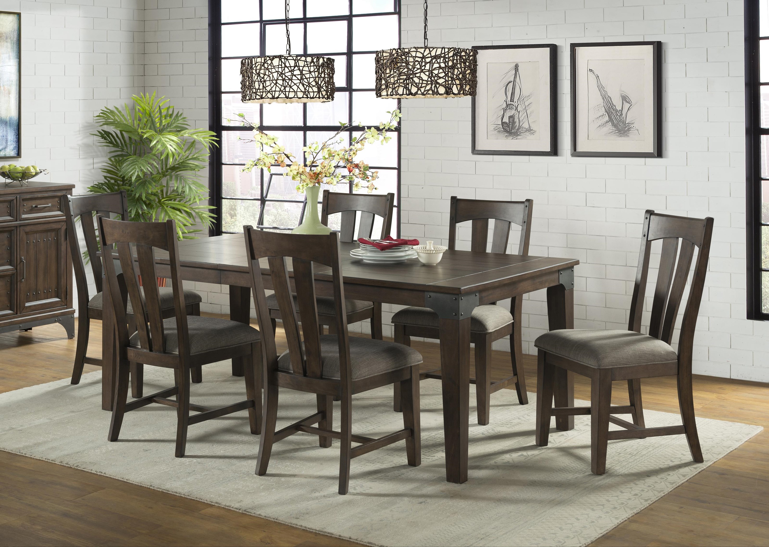 Intercon Whiskey River WY TA 4278 GPG C 4xCH 925W GPG RTA 5 Piece Table and Chair Set Wayside Furniture Mattress Dining 5 Piece Sets